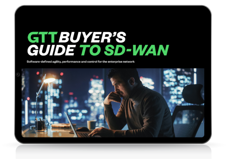 The cover of the GTT Buyer's Guide to SD-WAN